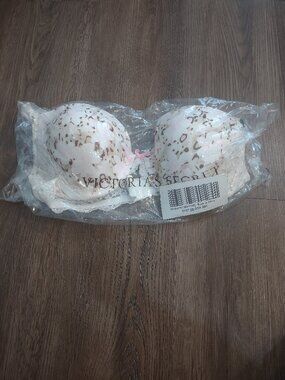 Victoria's Secret 38C Push-Up Cheetah Print Floral Lace Bra Dream Angels NWT